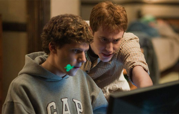 Jesse Eisenberg plays Mark Zuckerberg in The Social Network.