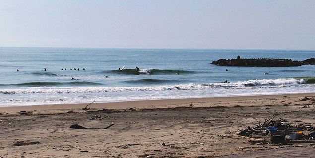 Surfing some 26 km. from Fukushima. Photo: Rees