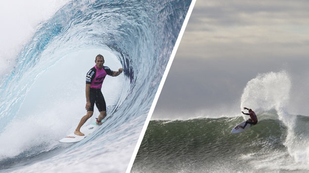 Toto, I have a feeling we're not in Florida anymore. CJ Hobgood and Kelly Slater, far from home. Photos: ASP/Kirstin