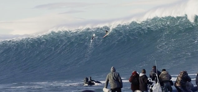 After Winter Storm Hercules unleashed the Black Swell onto the old continent, a host of the world's best big wave surfers, including Shane Dorian, Benjamin Sanchis, Jamie Mitchell, and Grant "Twiggy" Baker, tackled some extraordinarily big waves at Belharra, France.