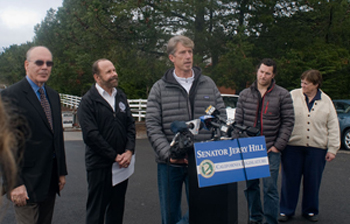 At the press conference. Photo: Ed Grant