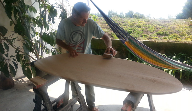 Josh sanding his craft. Photo: Paul Anderson