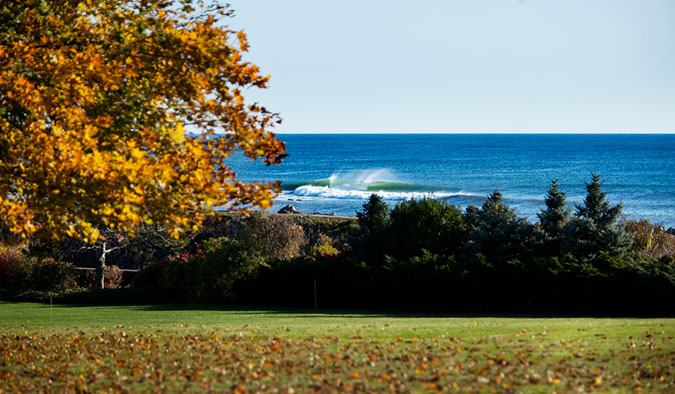 October foliage and a clean point break surf in New Hampshire. Photo: Brian Nevins