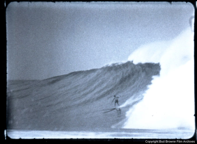 Buzzy Trent on a Makaha monster. Photo:  Bud Browne Film Archives