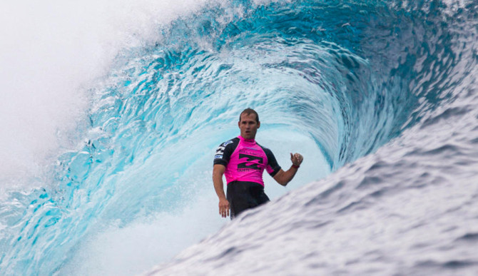 Touted by many as one of the best forehand barrel riders in the world, Hobgood clinched one of many elite tour victories  at Teahupoo in 2004. Photo: ASP | Kirstin Scholtz