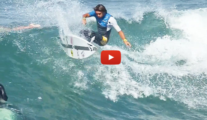 Dodging the mass onslaught of adolescent teenagers and making the best of the remaining waves for the week long contest at the US Open, Imai DeVault logged a power hour session on the north side pier.