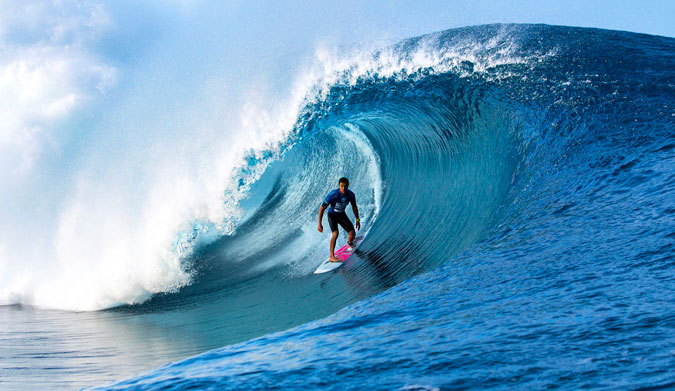 Mirco standing tall on a frothy Fijian nug.