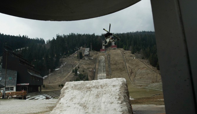 Olympic Gold medalist Joss Christensen backflips over a vacant Sarajevo Olympic landscape in Almost Ablaze.