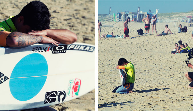 Gabriel Medina pre-heat meditating. Photo: Jason Horton