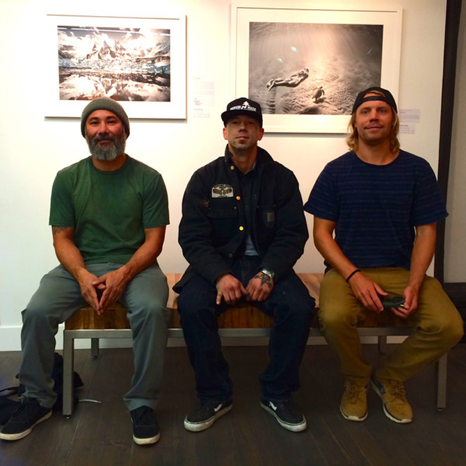 This photo is virtually impossible to caption. So much awesomeness on one bench. Three of the most down-to-earth, badass soul brothers on the planet. Photo: Alex Hillinger | Asymbol