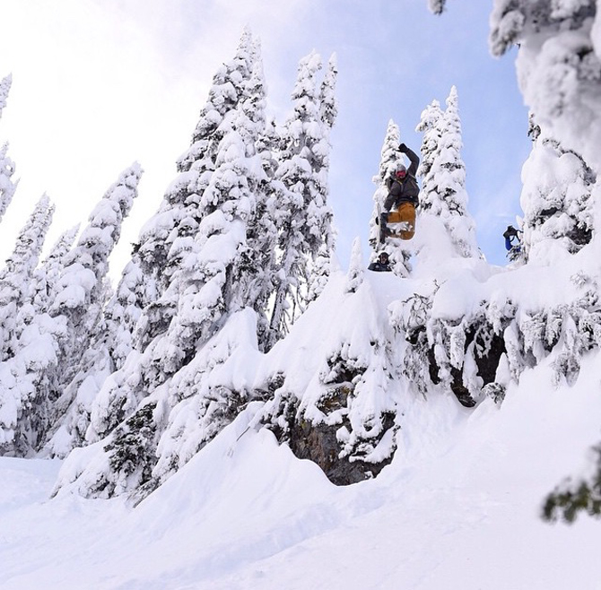 Parillo taking a break from making art to make some turns at Kingfisher Heli. Photo: RipZinger