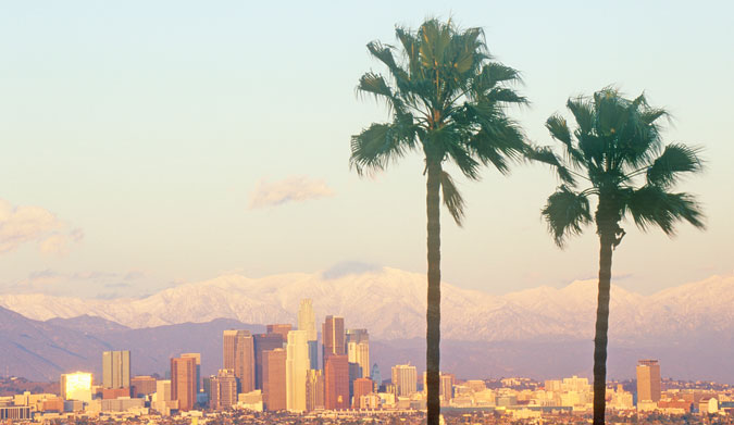 Los Angeles palms and snowy Mount Baldy. Photo: Shutterstock