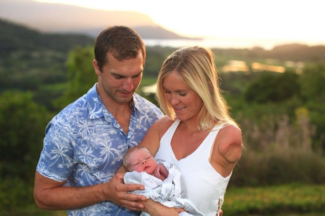 Bethany Hamilton with Baby Tobias