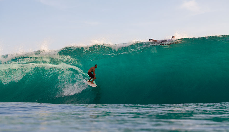 Uluwatu doesn't look like this every day, but when it does you better be ready to drop everything and get over there--you might catch Bukit local Johnny pulling in to a heavy one. Photo: Tommy Schultz