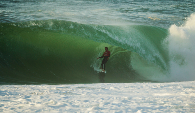 Dane Reynolds leaning into a mean one during his wildcard run at the 2012 Quik Pro France. Photo: Joli/ESPN