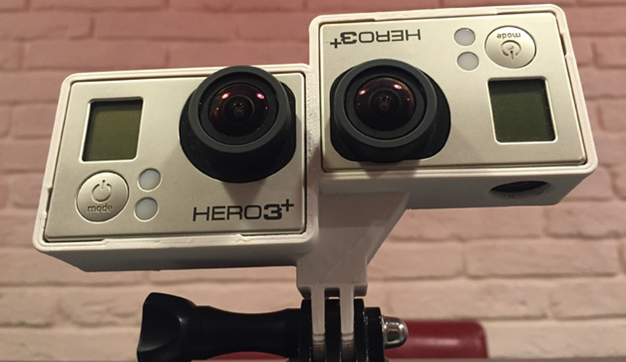 GoPro makes an identical rig with the same concept, but the idea of a DIY 3D footage is just a tad cooler.