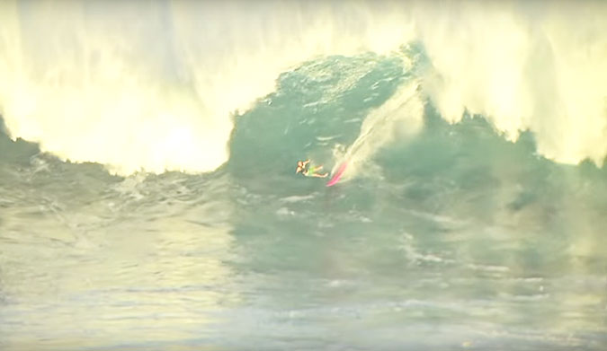 19-year-old Adam Amin on the tail end of a insider at Jaws.