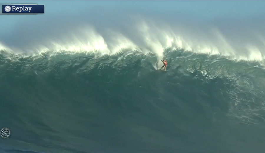 Matthews air dropping down a huge wall of water. Photo: WSL