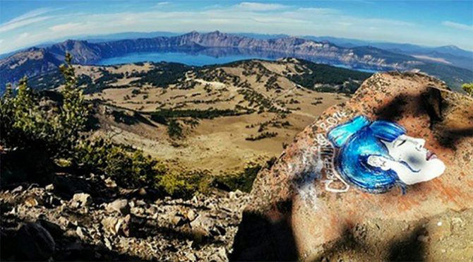 Nocket's vandalism in Oregon's Crater Lake National Park.