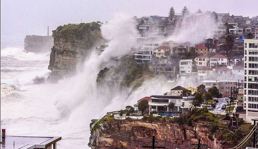 The cliffs in Vaucluse are roughly 60 meters high. This is by far one of the scariest things I've ever seen. This shot is a trigger-lapse of the rogue waves that hit Sydney yesterday.