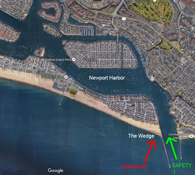 Going from open water to the safety of the harbor, it's not inconceivable someone might turn too early. Photo: Google Maps