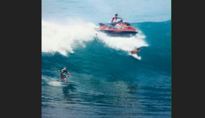 The ski, a moment before impact. Photo: Indo Surf Life