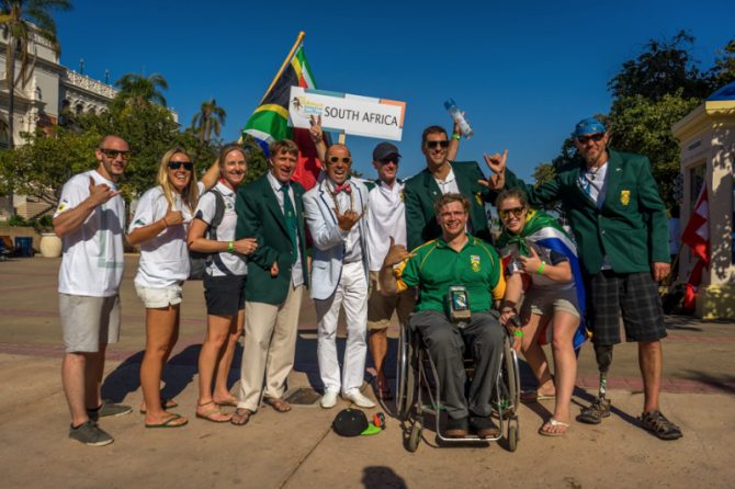 Team South Africa at the 2015 ISA World Adaptive Championship Opening Ceremony. Photo: Coffey