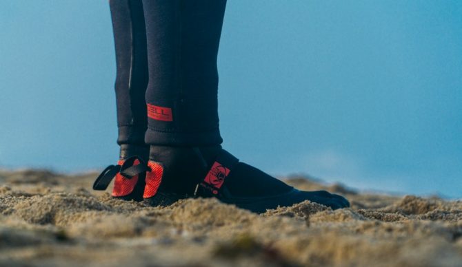 Long a staple of ski and snowboard boots, heat-molding has finally made its way into surf booties. Photo: Body Glove 