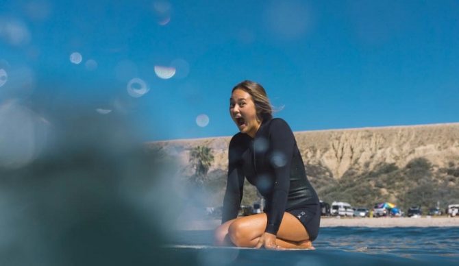 This is what happiness looks like when you find yourself lucky enough to get in the water every day for more than 5 years. Photo: Instagram/megr0h