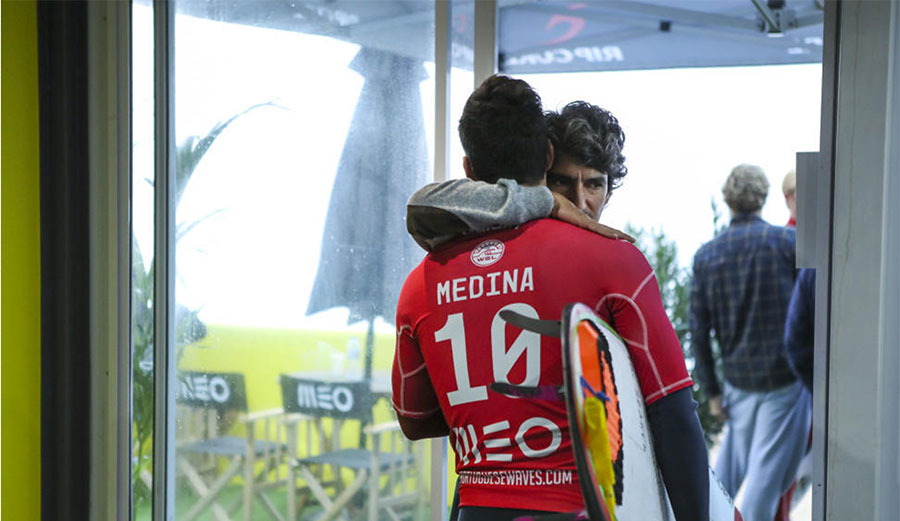 Charles Rodrigues won't be watching Gabriel Medina from the sidelines until April. Photo: World Surf League/Kirstin