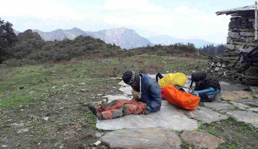 Liang, soon after his rescue. Photo: CNN