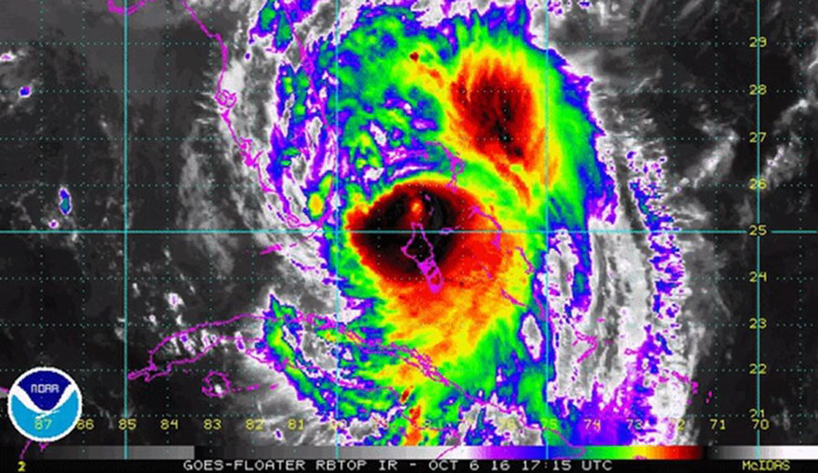 Hurricane Matthew approaching the east coast of Florida on Oct. 6, 2016. Photo: Author provided