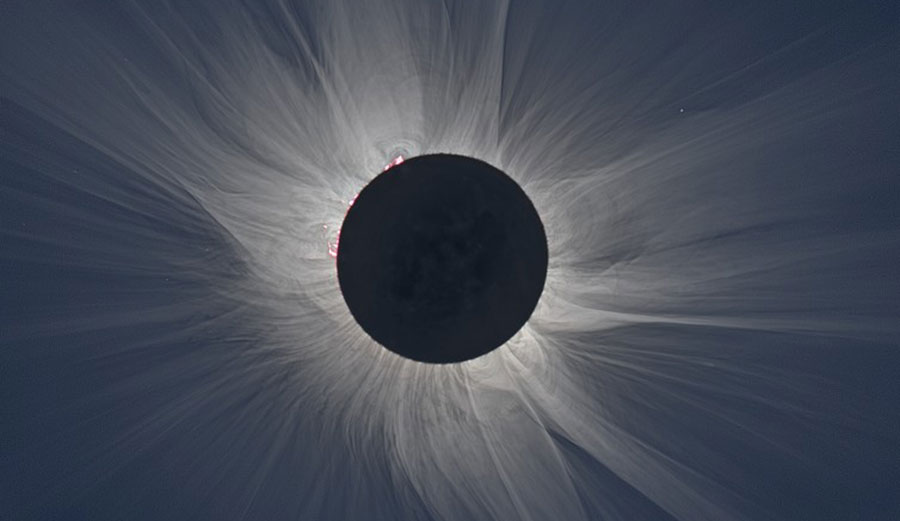 During an eclipse the sun’s corona becomes visible to observers on Earth. Image: NASA