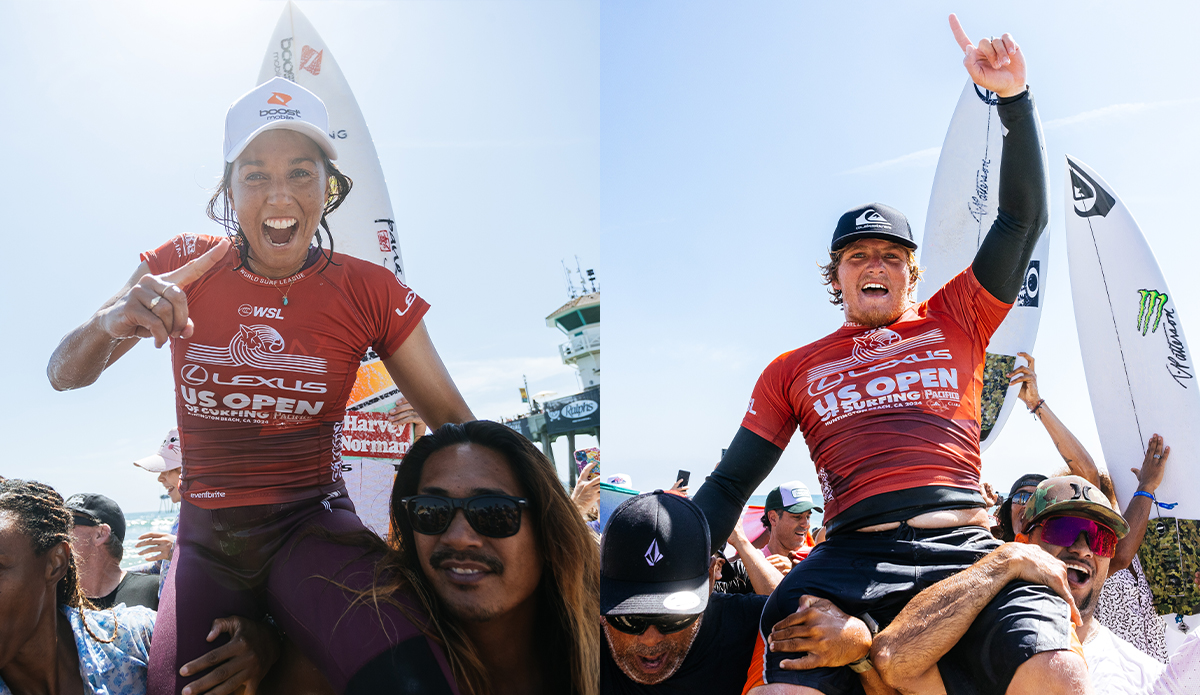 Sally Fitzgibbons and Alan Cleland win the 2024 US Open of Surfing