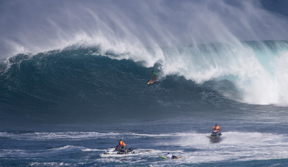 Local boy Tyler Larronde pulls into the barrel. Photo: WSL/Morris