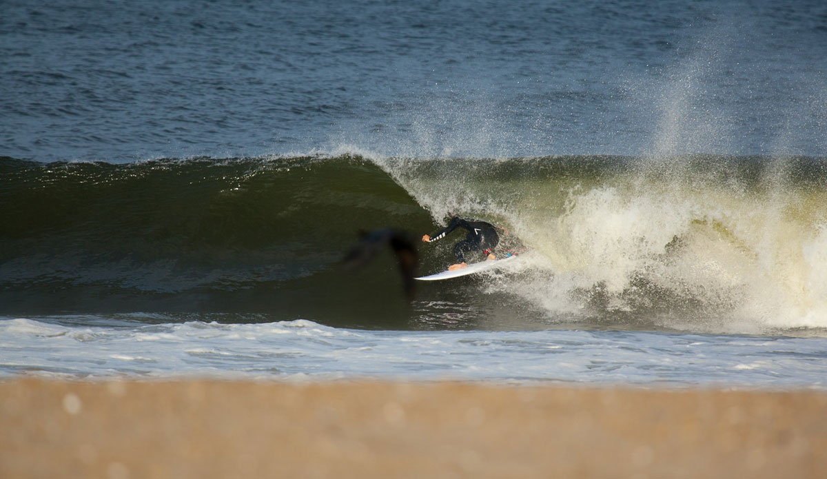 I stuck around Northern NJ with Tom Petriken at our home break. It was smaller up here but still some overhead waves on sets. The window for surf everywhere was so short. It went from flat to overhead to flat in a matter of two hours before dark. Unless you had a helicopter or a jet ski to beat the 4th of July traffic on the road, your best bet was to chill at your home break with your friends and wish for the best. Photo: <a href=\"http://www.mikeincittiphotography.com/\" target=_blank>Mike Incitti</a>