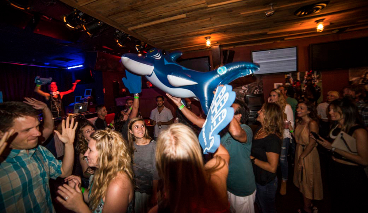 Bruce the party shark crowd surfing. Photo: Briana Diamond