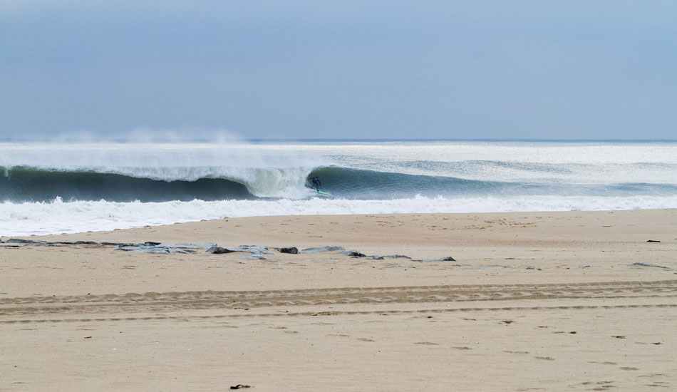 The swell was out of the southeast which was producing some really long, open rights. But every once in a while, a left like this would come in. Austin Gerachis, taking advantage. Photo: <a href=\"http://nickdennyphotography.tumblr.com/\" target=_blank>Nick Denny</a>