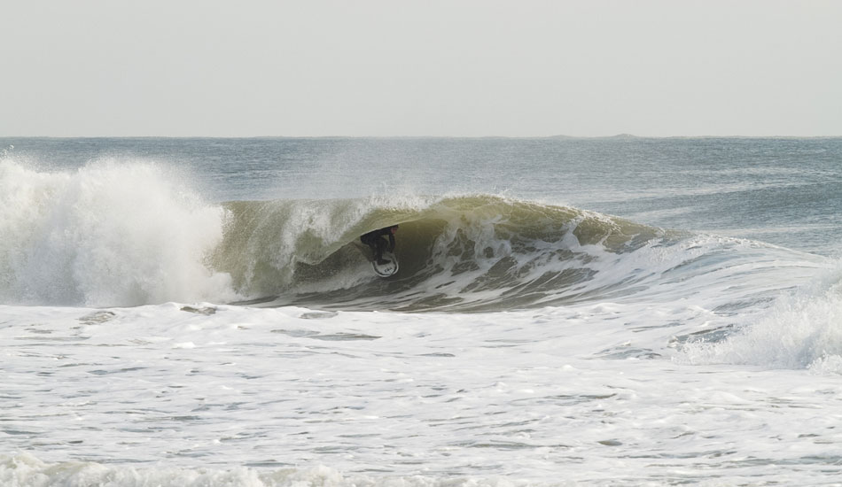 Seth Conboy is always trying to get work done. He called me up a few days before and was amping on the fact that we were going to have some waves while he was home on winter break. Currently living in Florida, he\'s been missing the power of the Mid-Atlantic. Photo: <a href=\"http://nickdennyphotography.tumblr.com/\" target=_blank>Nick Denny</a>