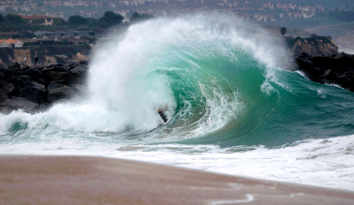 You\'ve always got to be on the lookout for backwash at a shore breaking wave like the Wedge. Photo: <a href=\"http://www.driftwoodfoto.com/\">Benjamin Ginsberg</a>