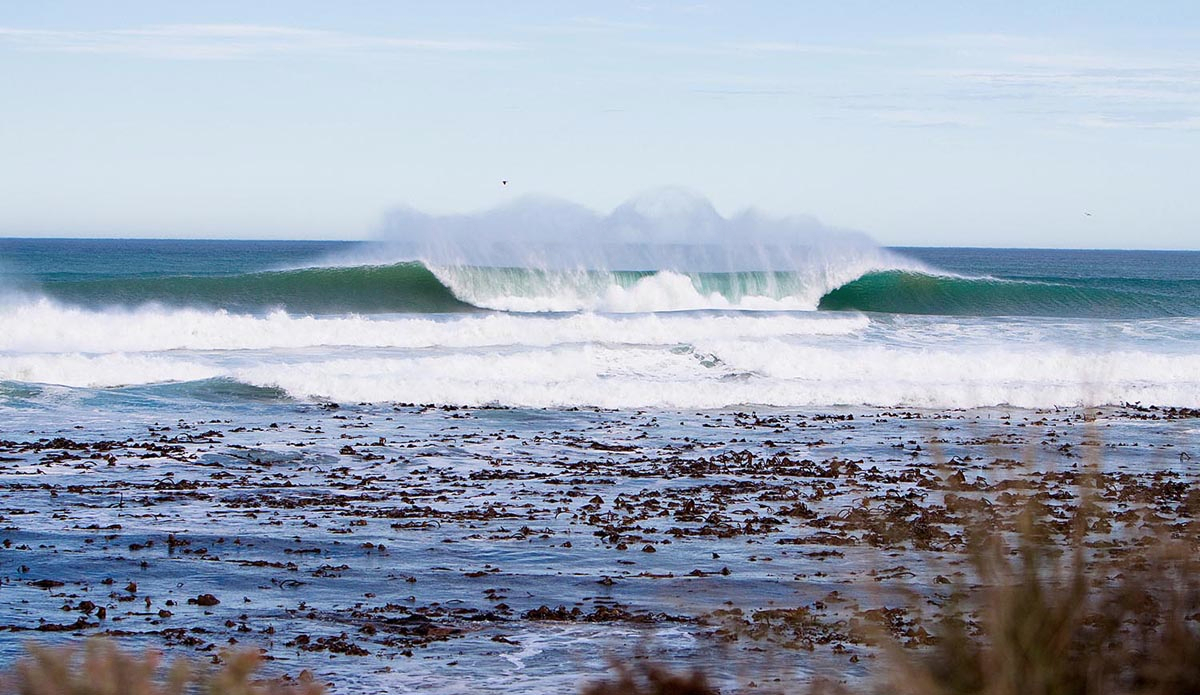 A secret big-wave peak in the semi-desert region of the Northern Cape, a few hours drive from Cape Town.  Photo: <a href=\"https://instagram.com/alanvangysen\">Alan Van Gysen</a>