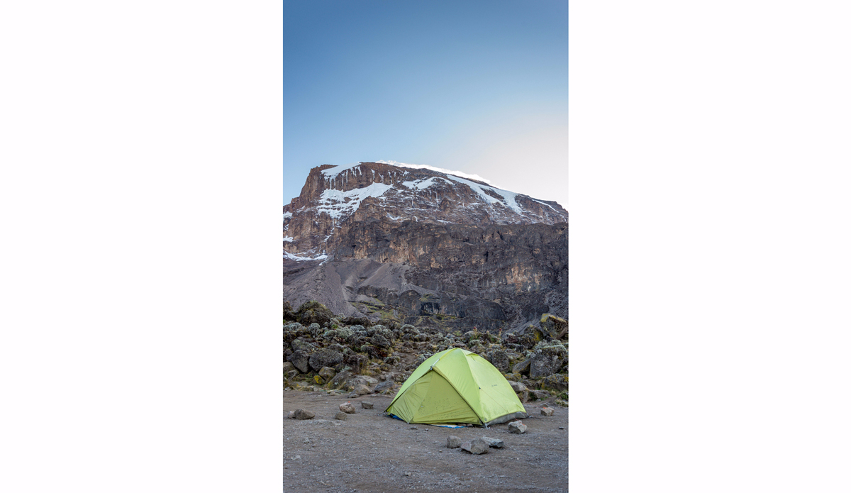 Lonely tent overlooking the Barranco Wall. Photo: <a href=\"http://charlesaudet.com/\">Charles Audet</a>