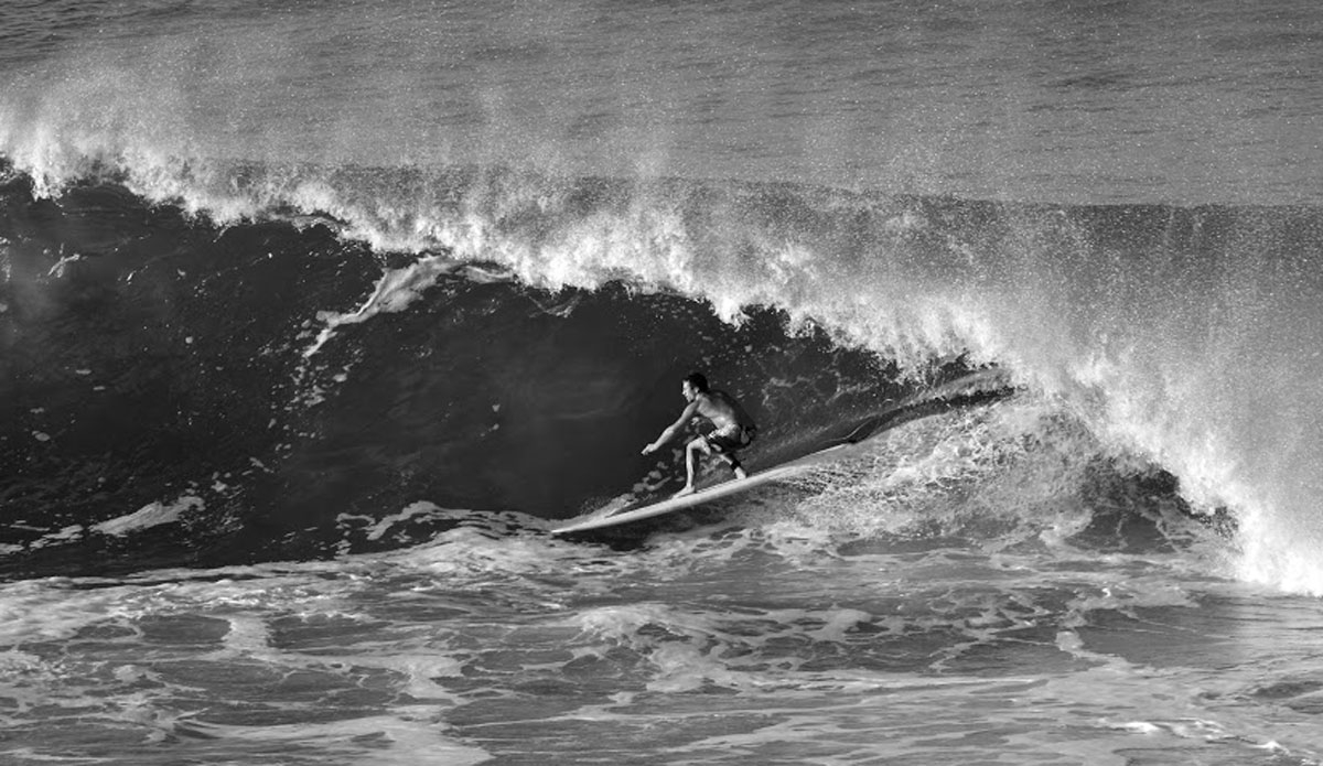 A brave longboarder shows the shortboard crew how it’s done. Photo: <a href=\"http://instagram.com/alexbenaud\">Alex Benaud