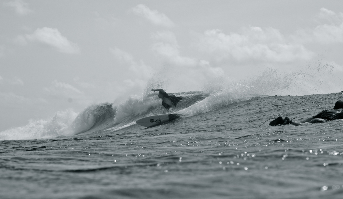 Hayden twists into another turn as he makes his way down the point. Coming from Noosa Heads (a right hand point on the East Coast of Australia) we don’t get the chance to surf a perfect left hand point all that often. Hours were spent at a time in the water. Photo: <a href=\"http://www.instagram.com/alexbenaud\">@AlexBenaud</a>