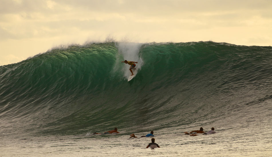 Paul Foreman dropping into Ombak Tujuh. Photo: <a href=\"http://instagram.com/alexandercleland\" target=\"_blank\">Alexander Cleland</a>.