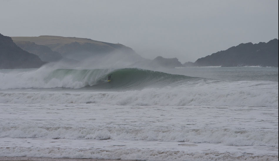 This shot pretty much sums up winter round these parts: cold, grey and sometimes perfectly formed. Mark Harris locked in, Newquay. 