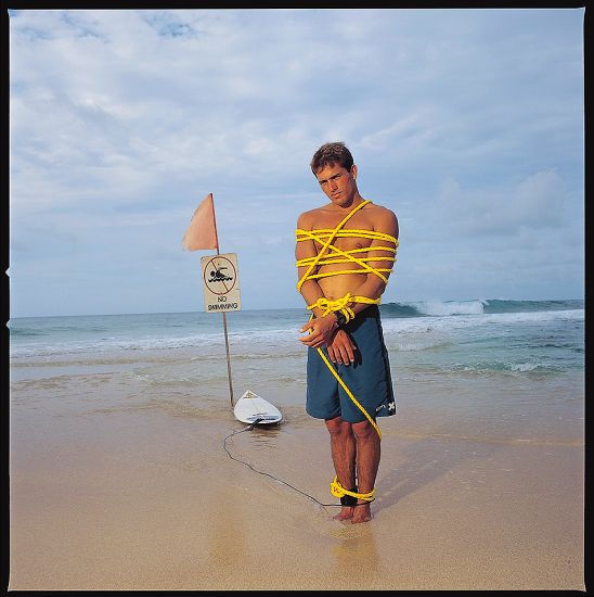 1995. Kelly Slater. Shoot for Interview Magazine after Kelly\'s 6th World Surfing Championship.