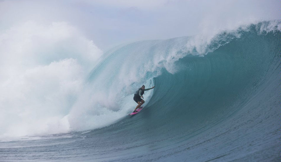 Maya\'s relationship with Teahupoo is a long one. Photo: <a href=\"http://www.redbull.com/us/en\"> Red Bull</a>