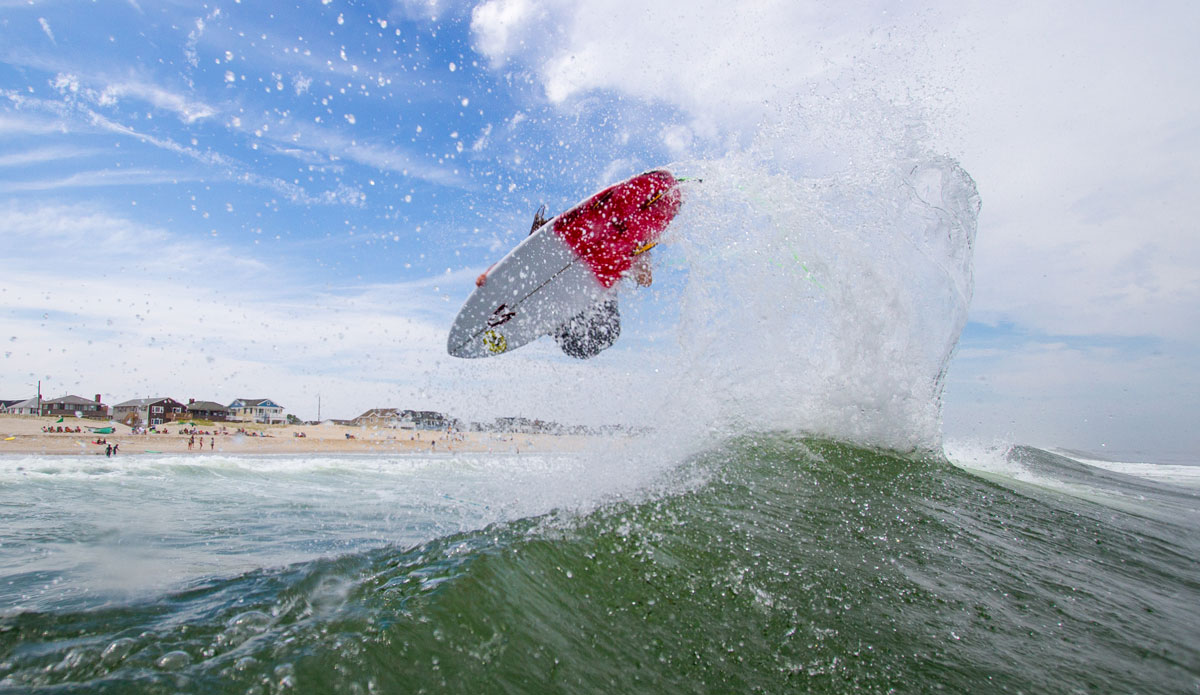 Clay Pollioni punting for the future of surfing here at the Billabong Sam Hammer Surf Camp in Lavalette. Photo: <a href=\"http://bencurriephoto.zenfolio.com/\">Ben Currie</a>