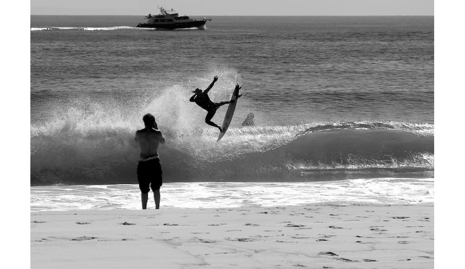 Clay Pollioni and photographer Mike Incitti both enjoying the views from this unbelievable day of weather and waves here in NJ. Photo: <a href=\"http://bencurriephoto.zenfolio.com/\">Ben Currie</a>